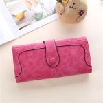 Wholesale Women Retro Solid Color Geometric Suture Tirfold Purse - Image 10