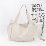 Wholesale Women Solid Color Large Capacity Pocket Canvas Tote Bag - Image 4