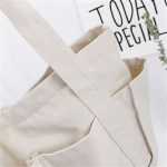 Wholesale Women Solid Color Large Capacity Pocket Canvas Tote Bag - Image 7
