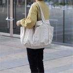 Wholesale Women Solid Color Large Capacity Pocket Canvas Tote Bag - Image 12