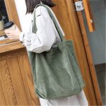 Wholesale Women Leisure Large Capacity Simple Corduroy Shopping Bag - Image 15