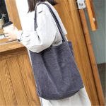 Wholesale Women Leisure Large Capacity Simple Corduroy Shopping Bag