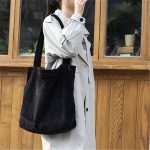 Wholesale Women Leisure Large Capacity Simple Corduroy Shopping Bag - Image 13