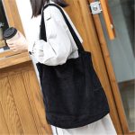 Wholesale Women Leisure Large Capacity Simple Corduroy Shopping Bag - Image 12