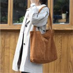 Wholesale Women Leisure Large Capacity Simple Corduroy Shopping Bag - Image 11