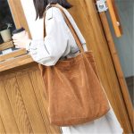 Wholesale Women Leisure Large Capacity Simple Corduroy Shopping Bag - Image 4