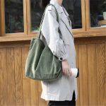 Wholesale Women Leisure Large Capacity Simple Corduroy Shopping Bag - Image 16