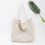 Wholesale Women Solid Color Large Capacity Canvas Shopping Bag - Image 5