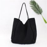 Wholesale Women Solid Color Large Capacity Canvas Shopping Bag - Image 2