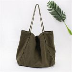 Wholesale Women Solid Color Large Capacity Canvas Shopping Bag - Image 11