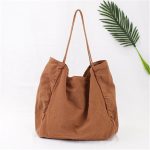 Wholesale Women Solid Color Large Capacity Canvas Shopping Bag - Image 15