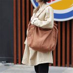 Wholesale Women Solid Color Large Capacity Canvas Shopping Bag - Image 14