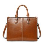 Women Fashion Solid Color Large Capacity Genuine Leather Bag - Image 4