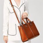 Women Fashion Solid Color Large Capacity Genuine Leather Bag - Image 11