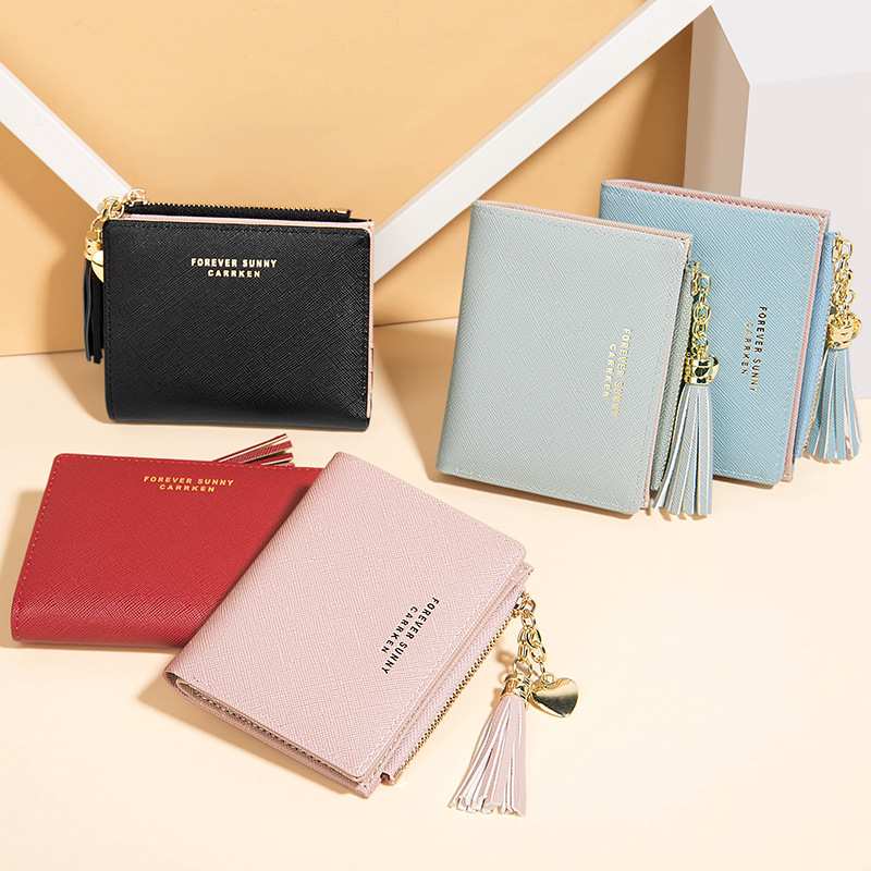 2021052402585087099 New Arrival Small Size Women Simple Letters Print Tassel Wallet - Image 1