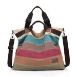 Wholesale Women Retro Color Blocking Patchwork Large Capacity Canvas Tote Bag - Image 2