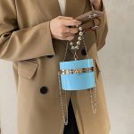 Women Simple Metal Decorative Cylindrical Shape Crossobdy Bag - Image 16