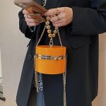 Women Simple Metal Decorative Cylindrical Shape Crossobdy Bag - Image 26