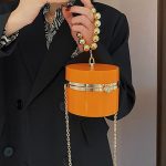 Women Simple Metal Decorative Cylindrical Shape Crossobdy Bag - Image 24