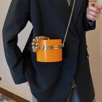 Women Simple Metal Decorative Cylindrical Shape Crossobdy Bag - Image 25