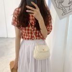 Women Fashion Solid Color Argyle Crossbody Bag - Image 5