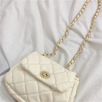 Women Fashion Solid Color Argyle Crossbody Bag - Image 2