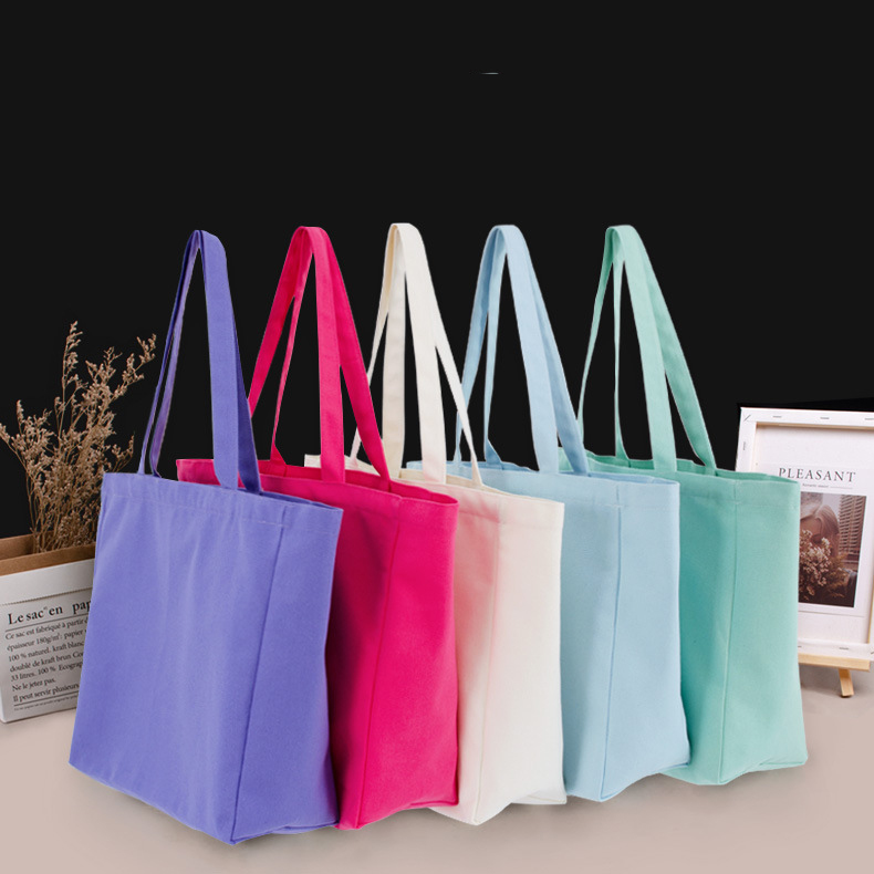 2024092403051196892 Wholesale Solid Color Large Capacity Zipper Canvas Tote Bag - Image 1