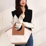 Wholesale Women Fashion Casual Color Blocking Clutch Canvas Bag