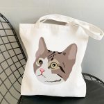 Wholesale Fashion Cute Cartoon Cat Printed Large Capacity Canvas Shoulder Bag
