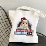 Wholesale Fashion Cute Cartoon Cat Printed Large Capacity Canvas Shoulder Bag - Image 2