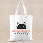 Wholesale Fashion Cute Cartoon Cat Printed Large Capacity Canvas Shoulder Bag - Image 7