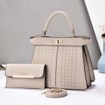 Women Fashion Simple Elegant Solid Color Large Capacity Handbag Two-Piece Bag Set - Image 9