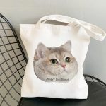 Wholesale Fashion Cute Cartoon Cat Printed Large Capacity Canvas Shoulder Bag - Image 17