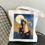 Wholesale Fashion Cute Cartoon Cat Printed Large Capacity Canvas Shoulder Bag - Image 18