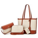 Women Fashion Casual Color Block Large Capacity Tote Bag Four-Piece Bag Set - Image 6
