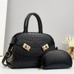 Women Fashion Classic Crocodile Handbag Set - Image 2