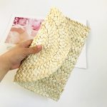 Women Pastoral Woven Design Straw Purse Clutch Bag - Image 5