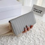 Wholesale Women Casual Zipper Weave Design Solid Color PU Purse - Image 7