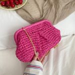 Women Fashion Casual Solid Color Knitted Chain Clutch Crossbody Bag - Image 6