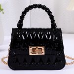 Women Fashion Leaf Pattern Mini Flap Lock Chain Crossbody Jelly Bag - Image 6