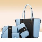 Fashion Contrast Color Stitching Large Capacity Handbag Four-Piece Set - Image 2