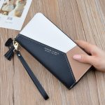 Wholesale Women Fashion Casual Color Block Tassel Zipper Long PU Purses - Image 6