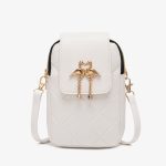 Women Fashion Rhombic Embossed Swan Decoration Rectangular Purses - Image 6