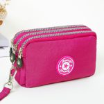 Women Fashion Solid Color Frosted Three-Layer Zipper Storage Purses - Image 6