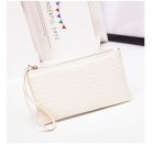 Women Simple Solid Color Stone Pattern Zipper Long Purses - Image 6