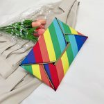 Wholesale Women Fashion Rainbow Color Block Envelope Rectangular Purses - Image 6