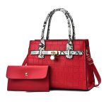 Women Fashion Snake Pattern Square Large Capacity Purses Handle Shoulder Bag Suit - Image 3