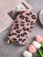 Women Fashion Creative Plush Leopard Zipper Long Purses - Image 6