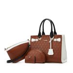 Wholesale Women Fashion Retro Color Block Large Capacity Tote Bag Four-Piece Bag Set - Image 6
