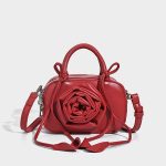 Women Fashion Creative Solid Color Rose Flower Small Square Handbag - Image 6